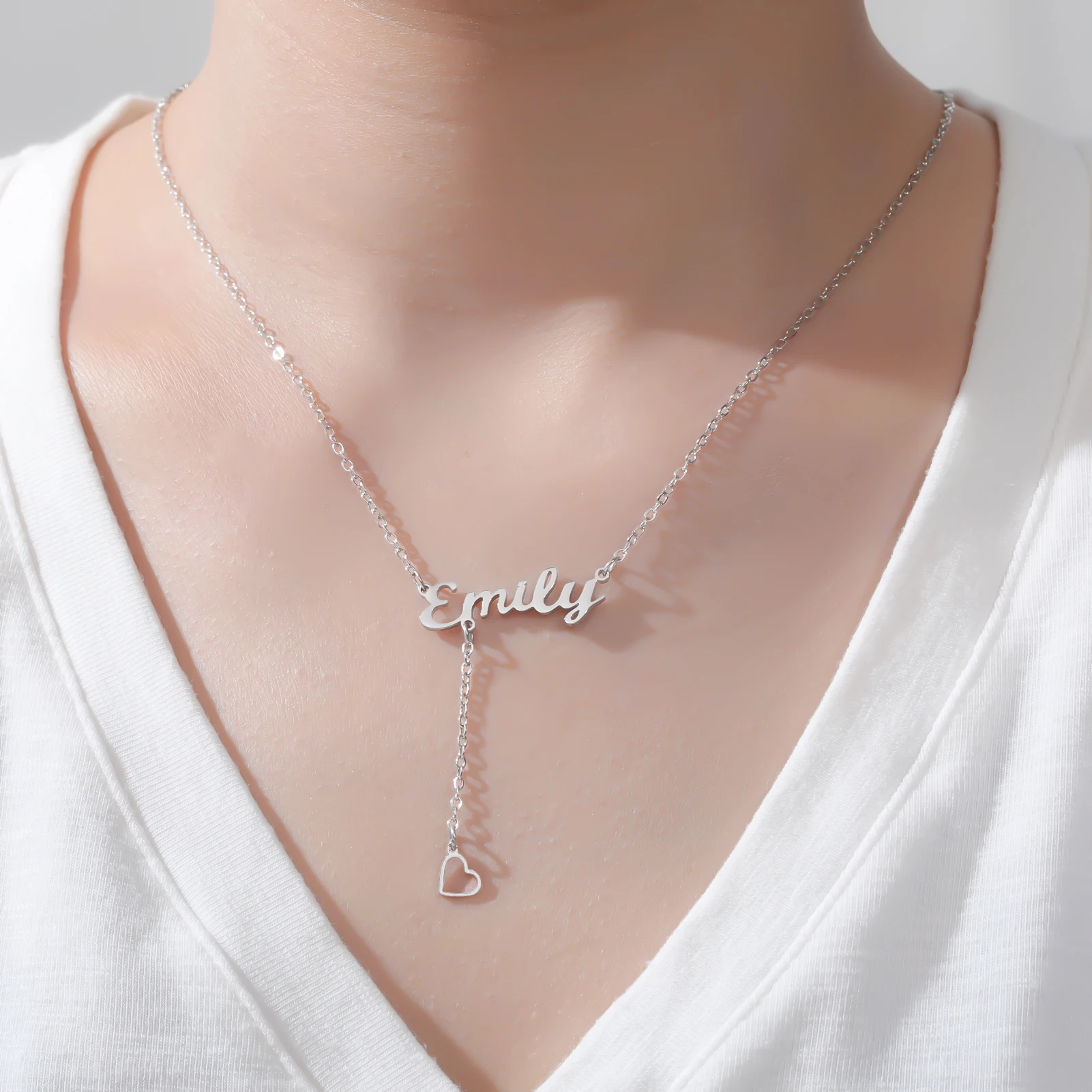 Custom Name Necklace with Heart Pendant Personalized Dainty Jewelry for Women Mama Mom Stainless Steel Birthday New year Gifts