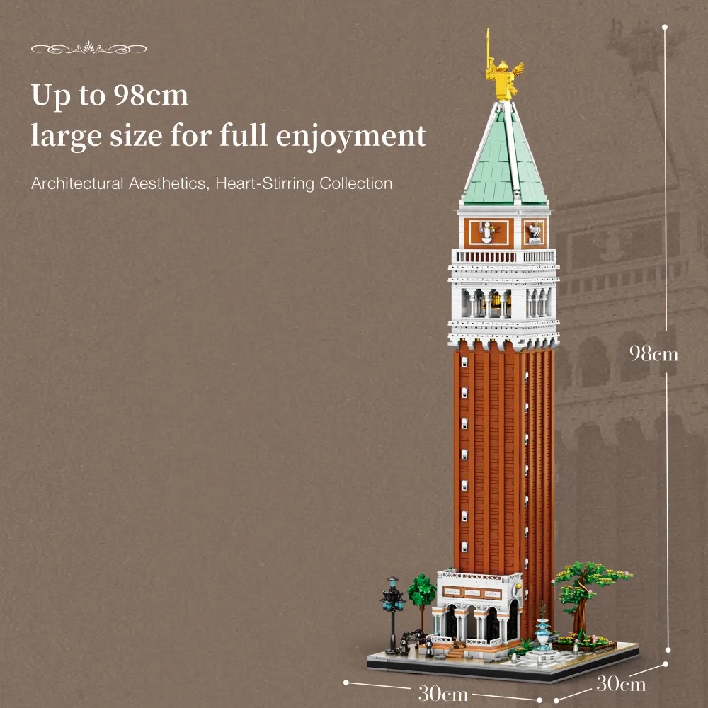 3903 pçs relógio de st. mark torre blocos de construção renascentista modelo arquitetônico tijolos decoração desktop crianças brinquedos presentes do feriado