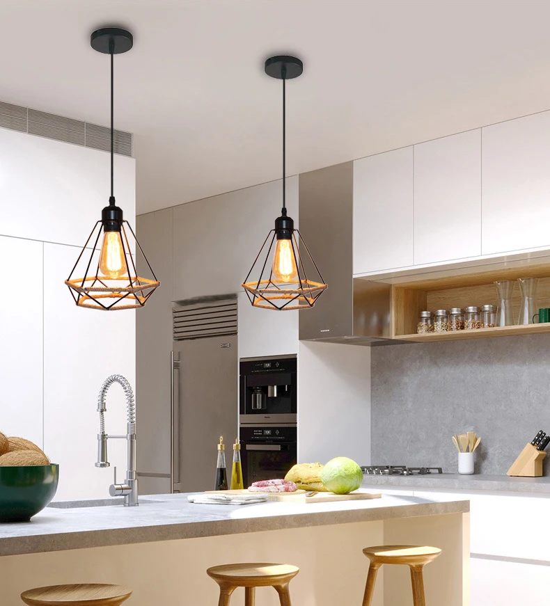 الصناعية قلادة ضوء خمر E27 الثريا الأمريكية الرجعية مصباح معلق مطعم المطبخ غرفة المعيشة المنزل إضاءة داخلية