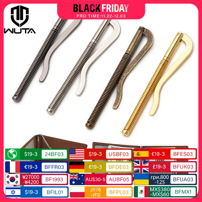 WUTA 1Pc Spring Money Clips Bar Slim Wallet Ticket Clip Brass+Steel DIY Leather Craft Open Coil Cash Holder Clamp Accessories