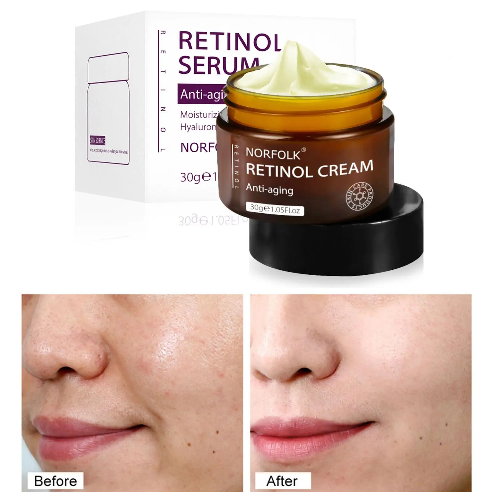 NORFOLK Retinol krem do twarzy nawilżający wybielający krem do twarzy ujędrniający Lifting krem przeciwzmarszczkowy rozjaśniający dla kobiet skóra Q2M7