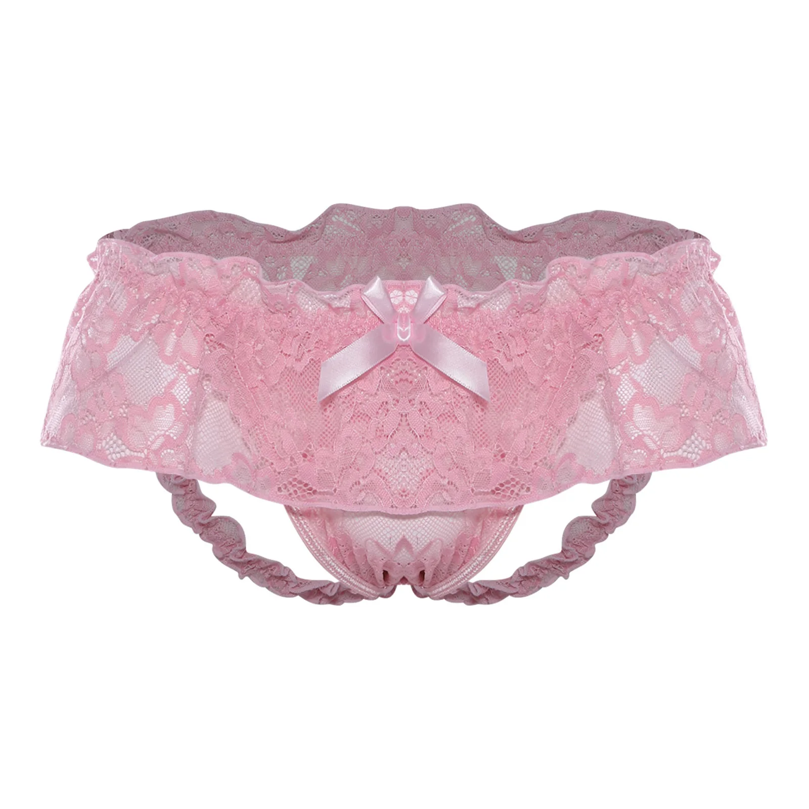 Men's Ruffled Lace Trim Cutout Crotch/Normal Crotch Panties