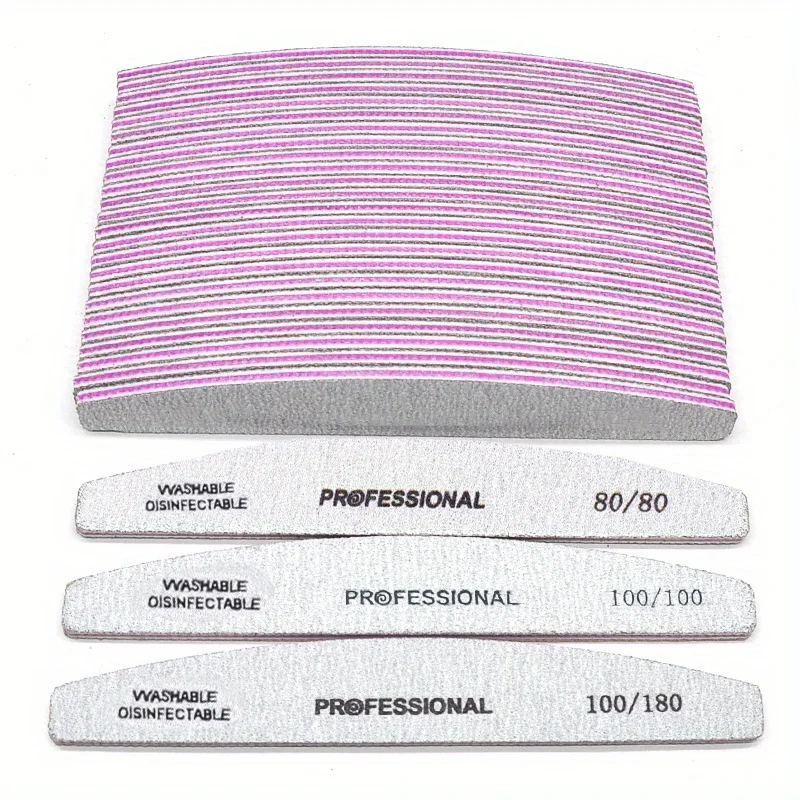 3Pcs  5Pcs Double Sided Nail File Buffer 80 100 180 Grit Professional Nail Art Trimmer Tool