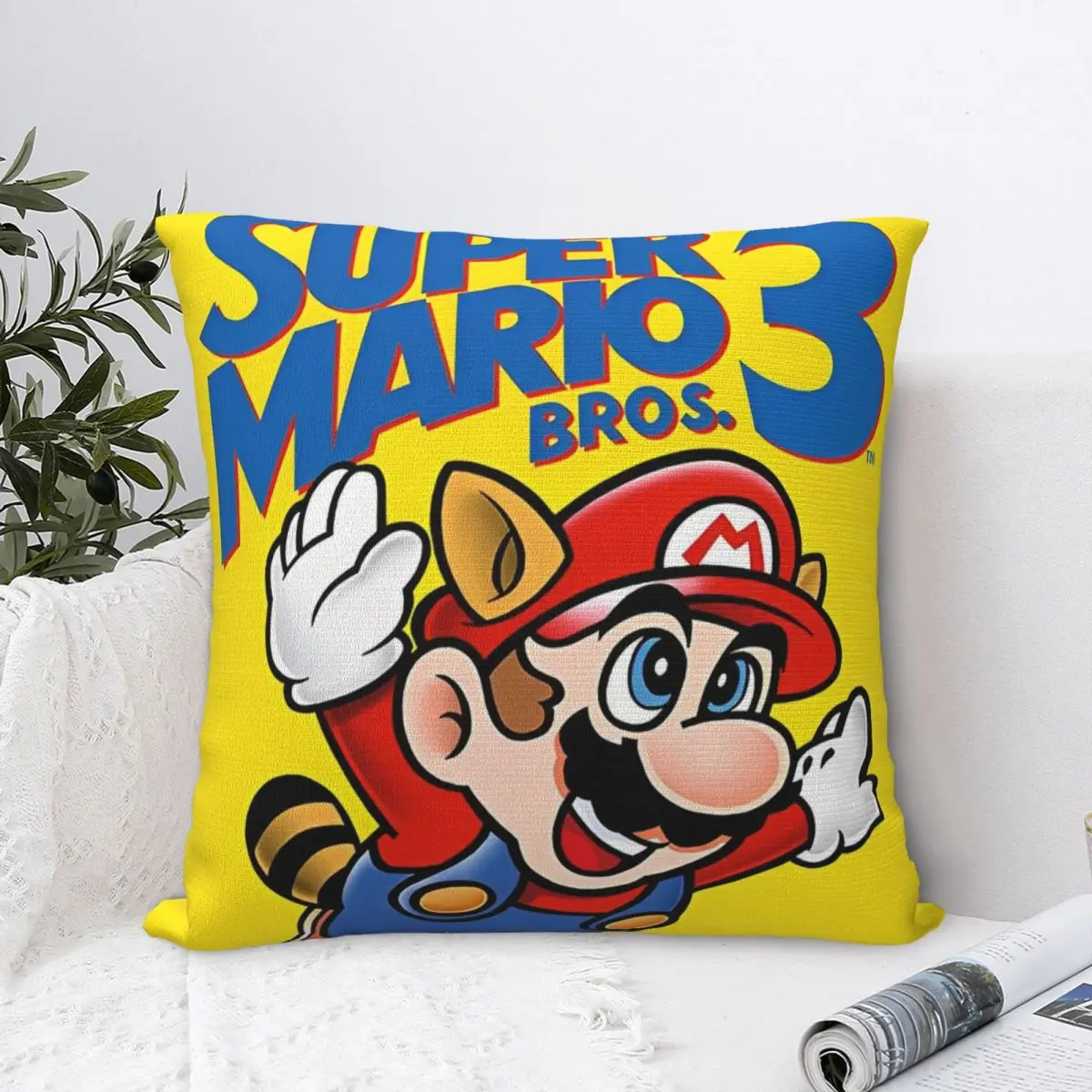 Super M-Marios Bros 3 (1988) Throw Pillow Cover Polyester Cushions for Sofa Vintage Pillowcase