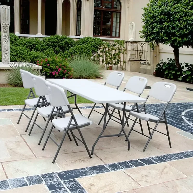 for 6ft 180cm White HDPE Plastic Folding Rectangular Dining Table Indoor Outdoor Catering Banquet Picnic