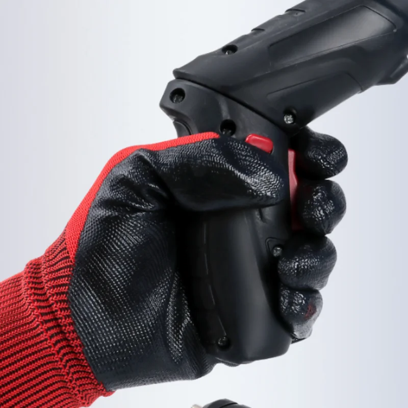 

12 пар садовых перчаток с полным нитриловым покрытием, рабочие перчатки для защиты рук для мужчин, строительные женские садовые дворные мусора для уборки