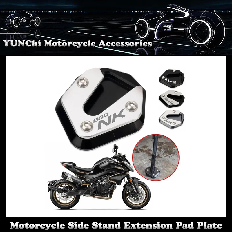 

Motorcycle CNC Kickstand Foot Side Stand Extension Pad Plate Bracket For CFMOTO 800NK 800 NK 2023 2024