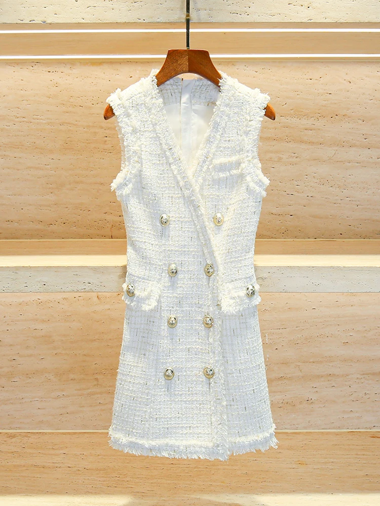 

High-End Women's V-Ne Tassel Waistl Svel Vest Dr Ele A-Line Knitted ort Skirt High Waist Commute Sle