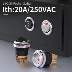 LANBOO round roker switch 20mm chrome /PC head optional with LED Position 2 / Position 3 2NO/2NO2NC/4NO 16amp