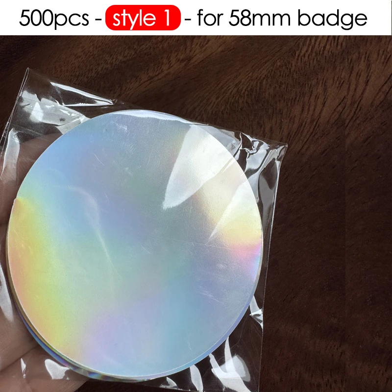 500pcs Badge Transparent Film 58mm Clear/Laser Stars Pattern Badge Protective Film Covers for Button Maker Parts 600pcs