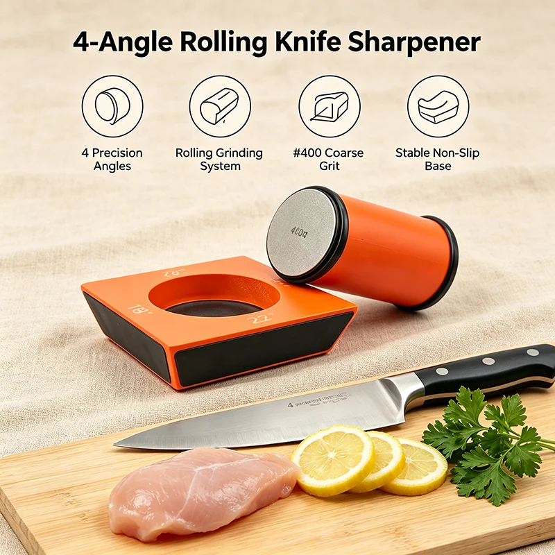4 Angles Rolling Knife Sharpener Kit For Straight Edge Roller Knife Sharpening Industrial Diamond Whetstone Chef Knife Sets Tool