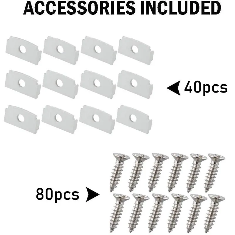 20-Pack 6.6FT/2 Meter Plaster-in Recessed Slim LED Aluminum Channel with Flange for LED Strip, Aluminium LED Profile