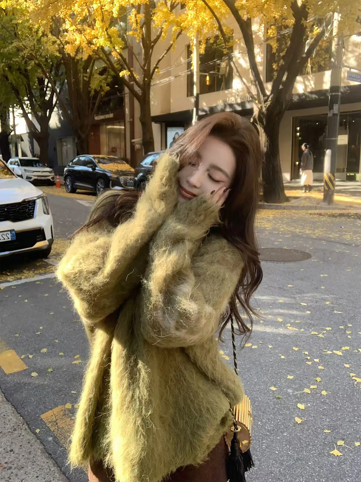 

Lilylikes High Quali Knitted Alpaca Wool Sweater Women's Casual Loose Fit Overhead Coat Sle Thi Winter Sweater