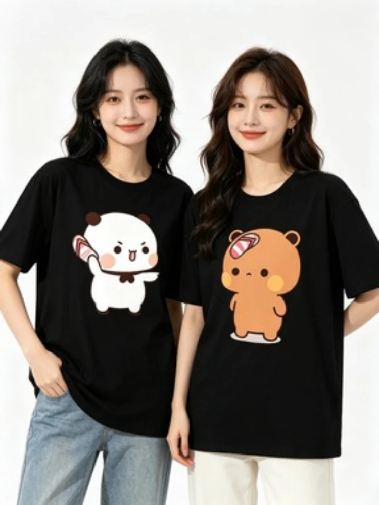 Couple Bubu Is Throwing Flip-flops At Dudu Summer Tshirt Dudu Was Threw Flip-flops By Bubu Since He Teases Bubu Summer Tee Tops