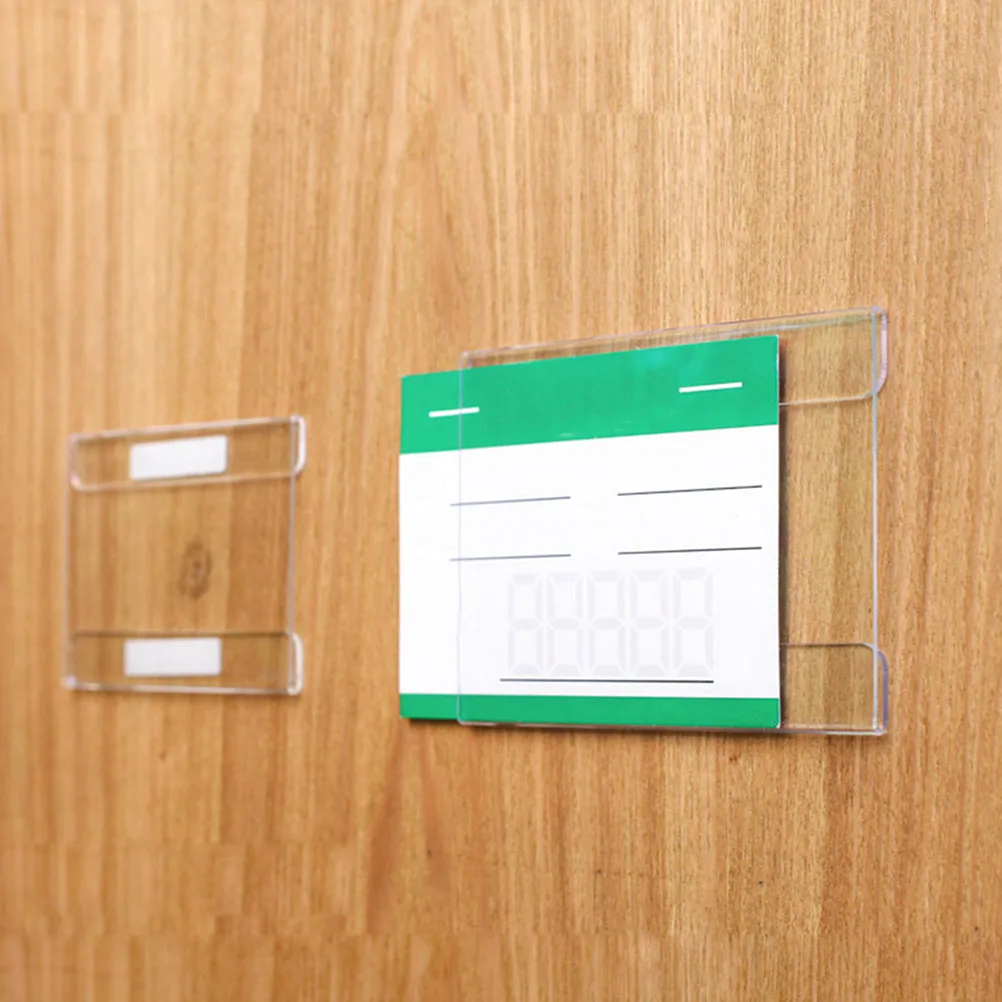 

50 Pcs Price Tag Holders PVC Transparent Display Signs for Shelves Retail Store Label Holder Clear Stand Storage Bin