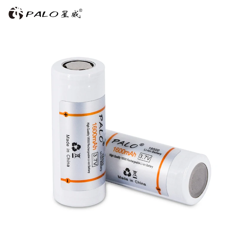 PALO 4-28pcs 3.7V Li-ion 18500 1600mAh Rechargeable battery 18500 Recarregavel lithium ion battery for Toy Torch Flashlight