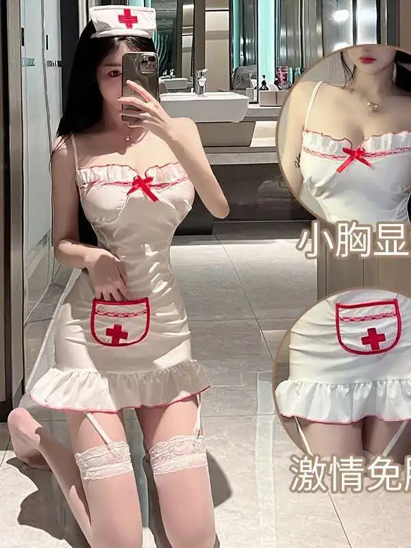 WOMENGAGA الملابس الداخلية مثير الأبيض تانك فستان قصير عارية الذراعين لطيف لينة الساخن جميلة ممرضة موحدة فستان أنيق 2024 جديد الحلو Y7YR