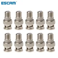 ESCAM 10Pcs/Set BNC Male Plug To F Female Jack Coax Connector Adapter For CCTV Camera