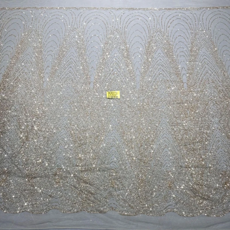 

10 ярдов золотистой модной африканской блестящей ткани с вышивкой, сетчатое кружево с приклеенными блестками и пайетками для свадебных или вечерних платьев