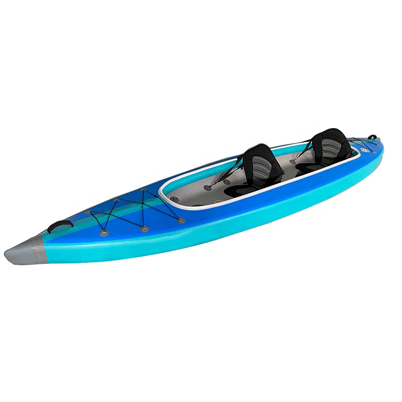 Dropstitch-Kayak inflable de doble cámara para 2 personas, canoa de aire tándem, Kayak, madera, goma, remo, 3M, 4M