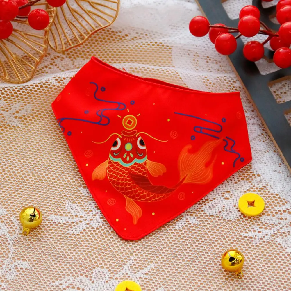 Pet Saliva Bib Chinese Style Pet Bandanas Scarf for Small Dogs Cats Exquisite Pattern Bright Color Super Soft Wear Resistant