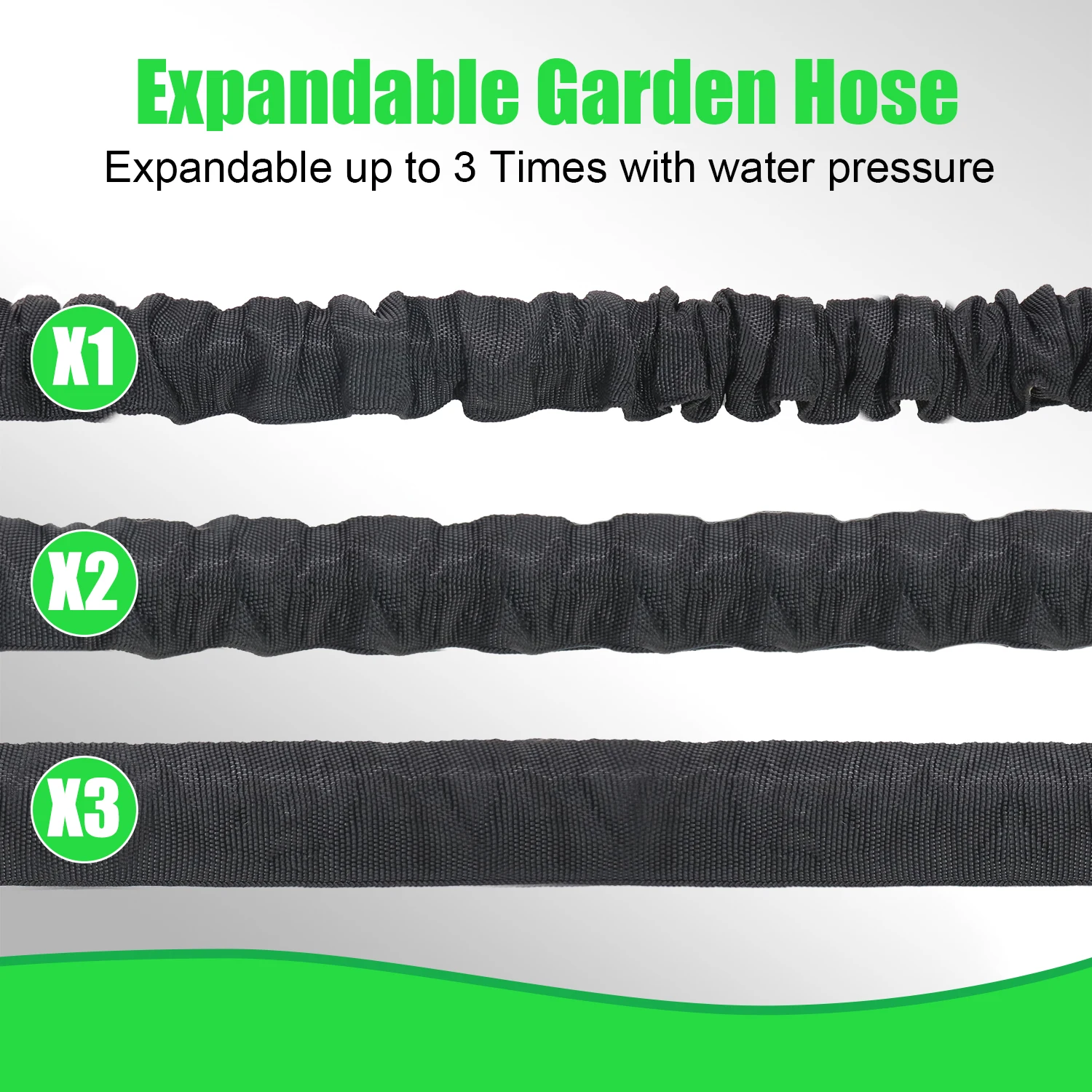 GardenJoy Garden Hose Outdoor Water Hose 3/4 in. x 100 ft. Expandable Hose with 7 Function Spray Nozzle Flexible Water Hose