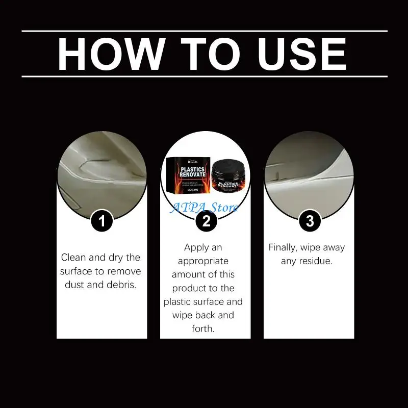 U13C Automotive Interior Plastic Restorer Cream 50g Jar for Dashboard Appearance Care, Paste-Style Touch Up Support for Worn