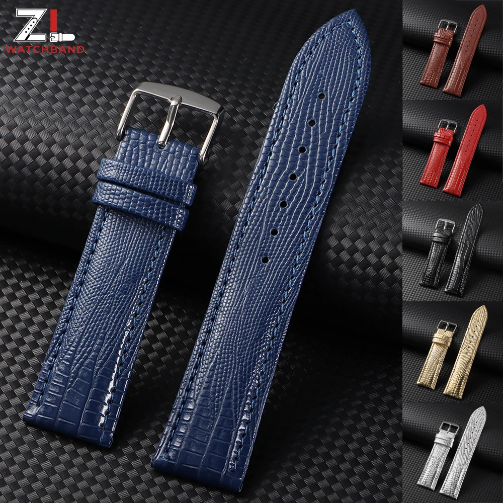 Lizard Pattern Leather Watch Band 18mm 20mm 22mm Strap for Omega for Seiko Soft Comfortable Bracelet Waterproof Sport Wristband