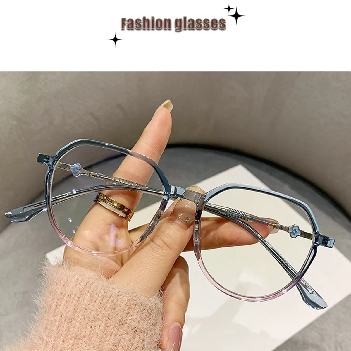 

FYTOO Gradient Color Fashion Glasses: Unique Pattern Design for Trendy Daily & Party Wear 30107