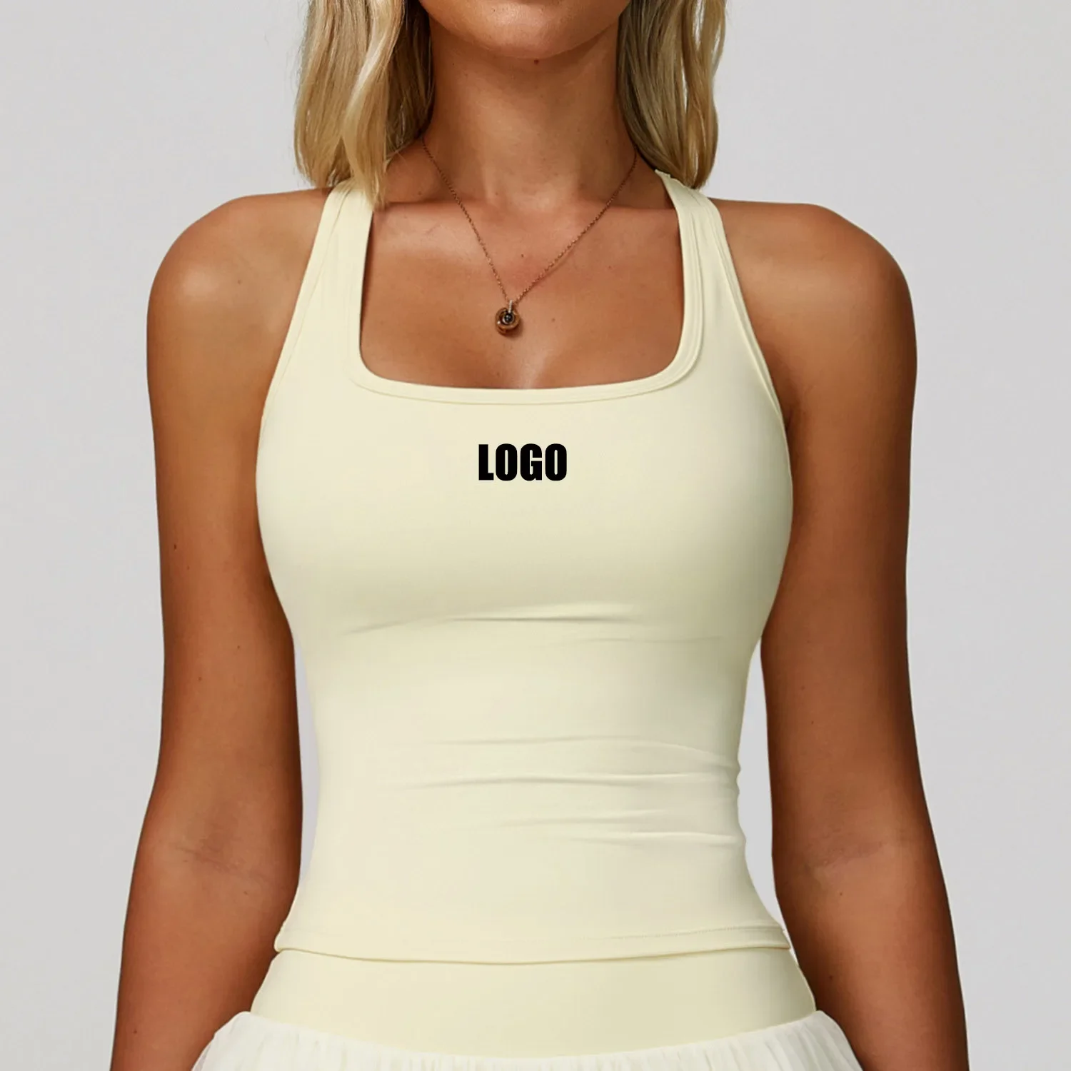 

Custom LOGO women's polished I-shaped beautiful back sports yoga vest tight and quick-drying casual running fitness top