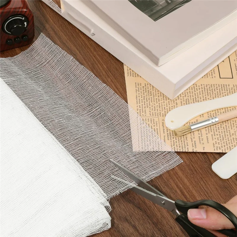 Kit de reparo de encadernação de livro ABAE inclui 2 pastas de osso, pano de encadernação de livro de 35X39 polegadas, ferramenta e 1 pincel de cola
