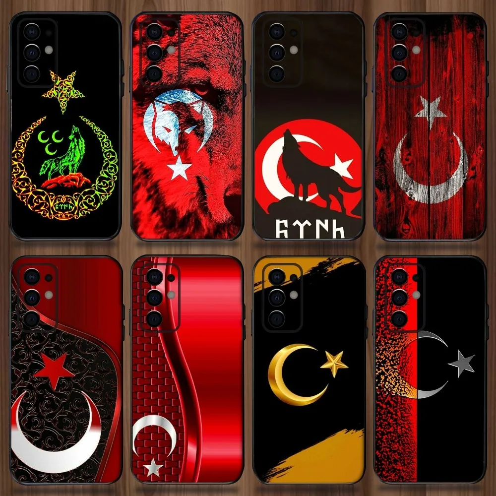 Capa de telefone com bandeira turca da Turquia para Samsung Galaxy A13, A21s, A22, A31, A32, A52, A53, A71, A80, A91 Capa preta