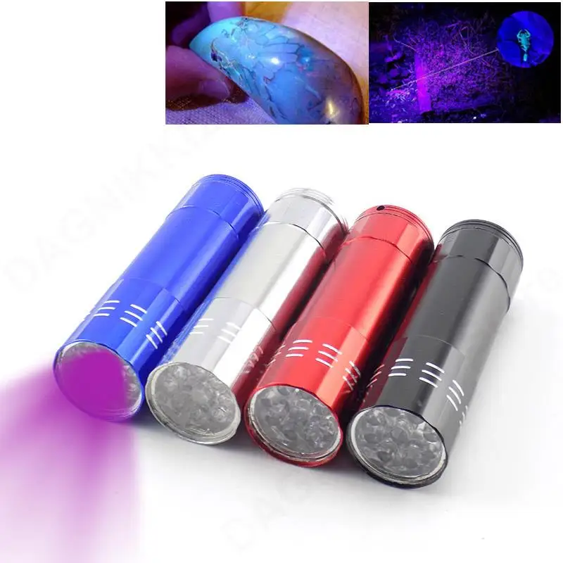 9LED UV Ultraviolet Flashlight Fluorescent Flash Torch Light lamp Purple blacklight Ultra Violet linterna AAA battery Money V27