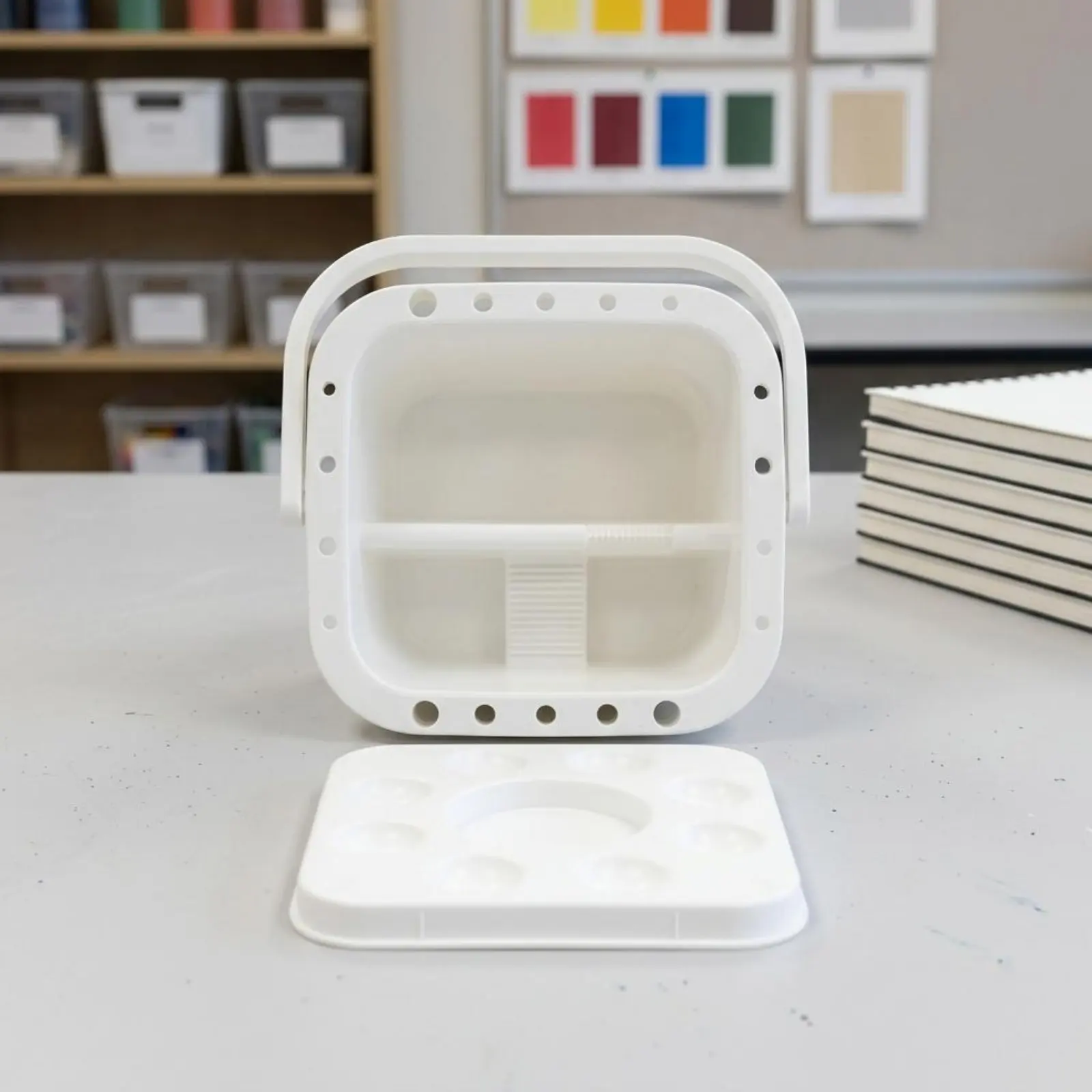 3-Section Brush Washer 5 in 1 Square Brush Rinse Container Portable Watercolor Container Multi Functional Art Supply