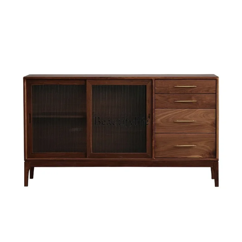 

FG26North American black walnut side cabinet solid wood Nordic multi-functional locker living room against the wall