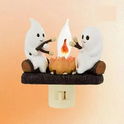 New Spooky Bonfire Flickering Night Light Night Light Plug Wall Spooky Fire Marshmallow Night Light Halloween Party Decoration