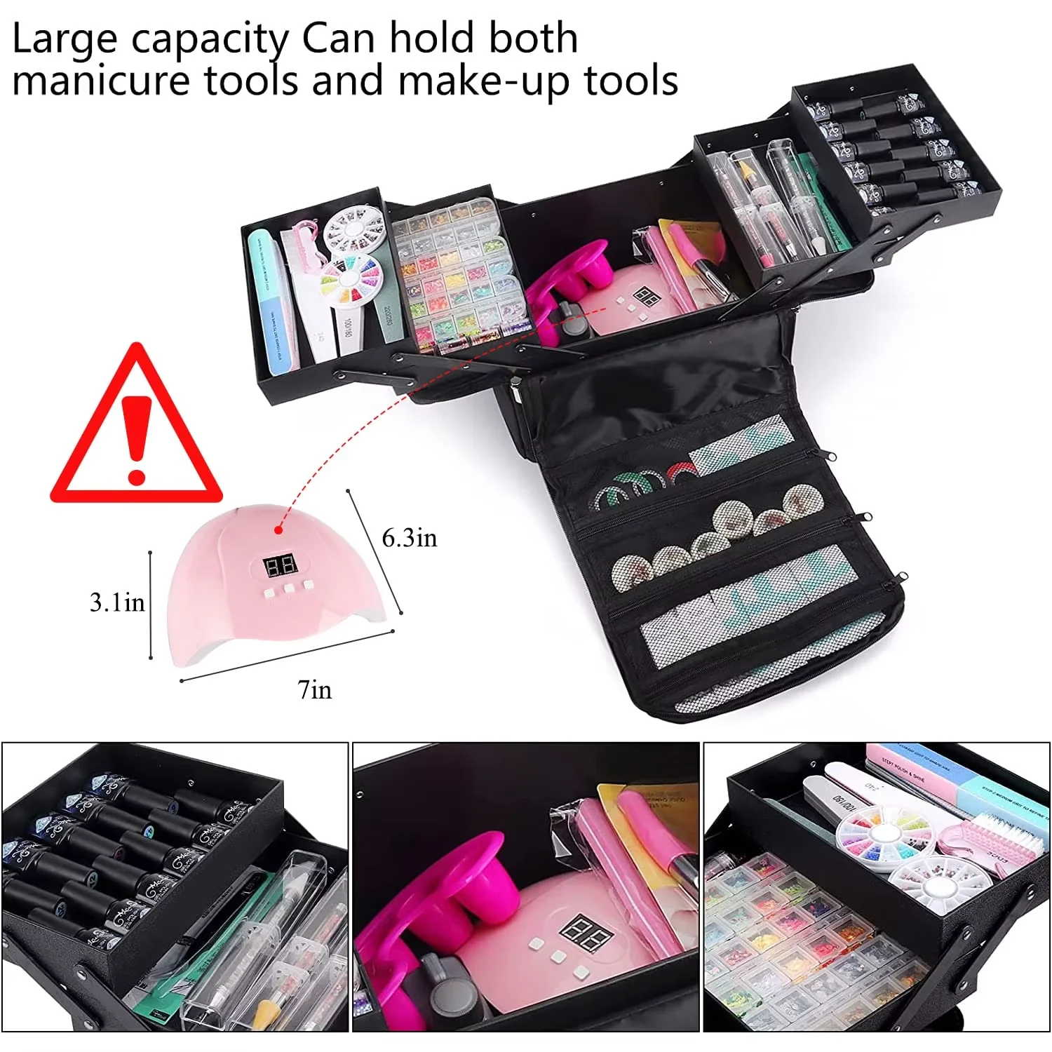Large Capacity Multi-layer Women\'s Cosmetics Bag Folding Manicurist box Portable Cosmetic Bag Travel Makeup Case Tool Storage