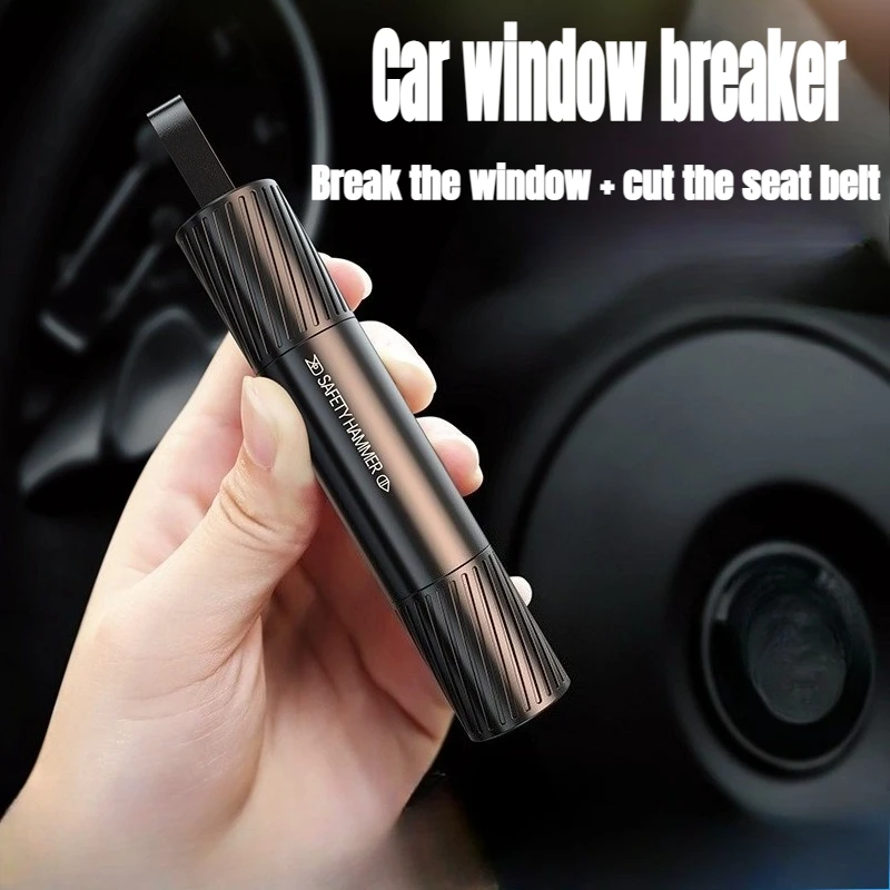 Multi-Functional Vehicle Escape Tool: Spring-Loaded Window Breaker with Seatbelt Cutter & Emergency Hammer