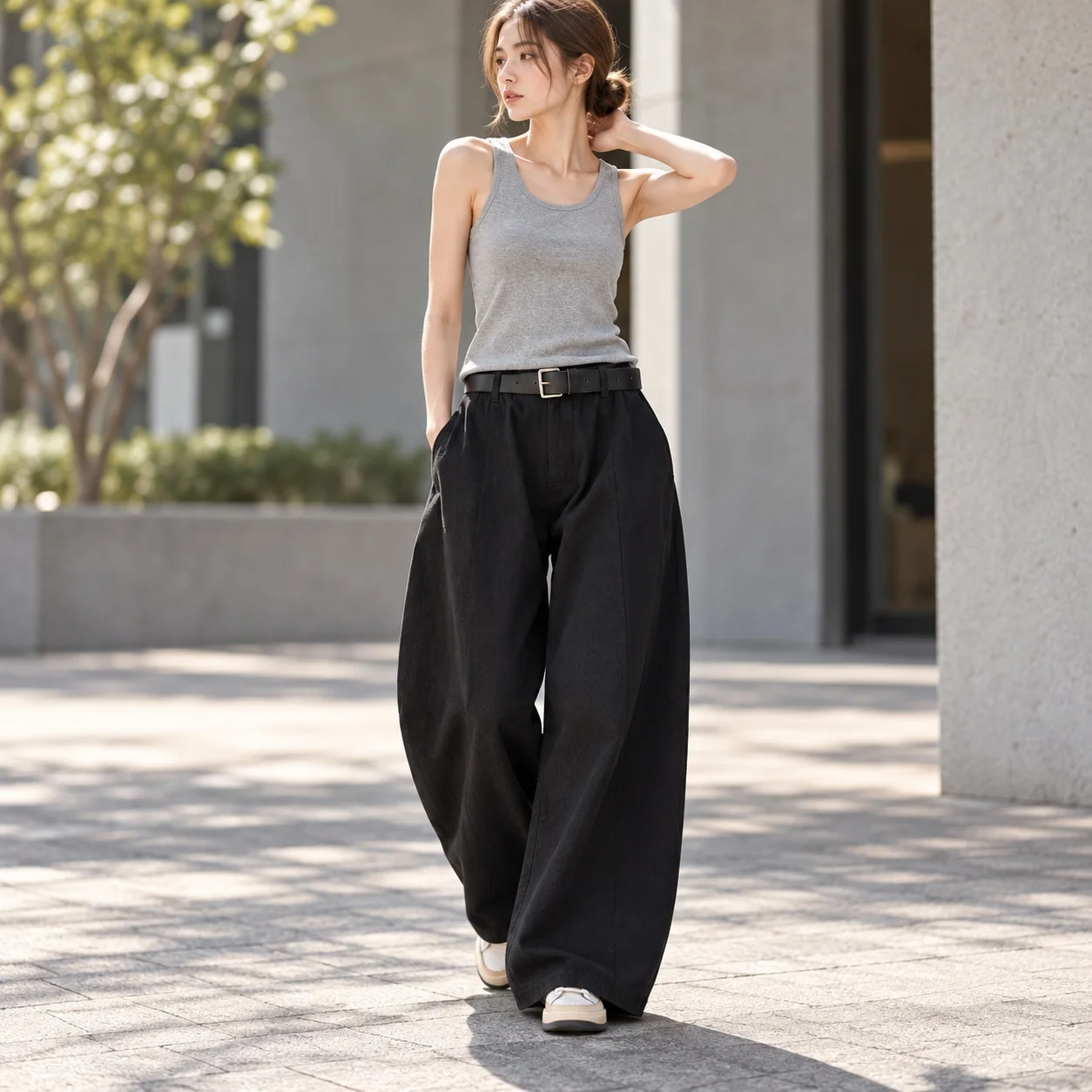 Mid Waist Casual Pants Japanese Korean Casual with Three Dimensional Cutting Regular Thickness Full Length Autumn Women Pants