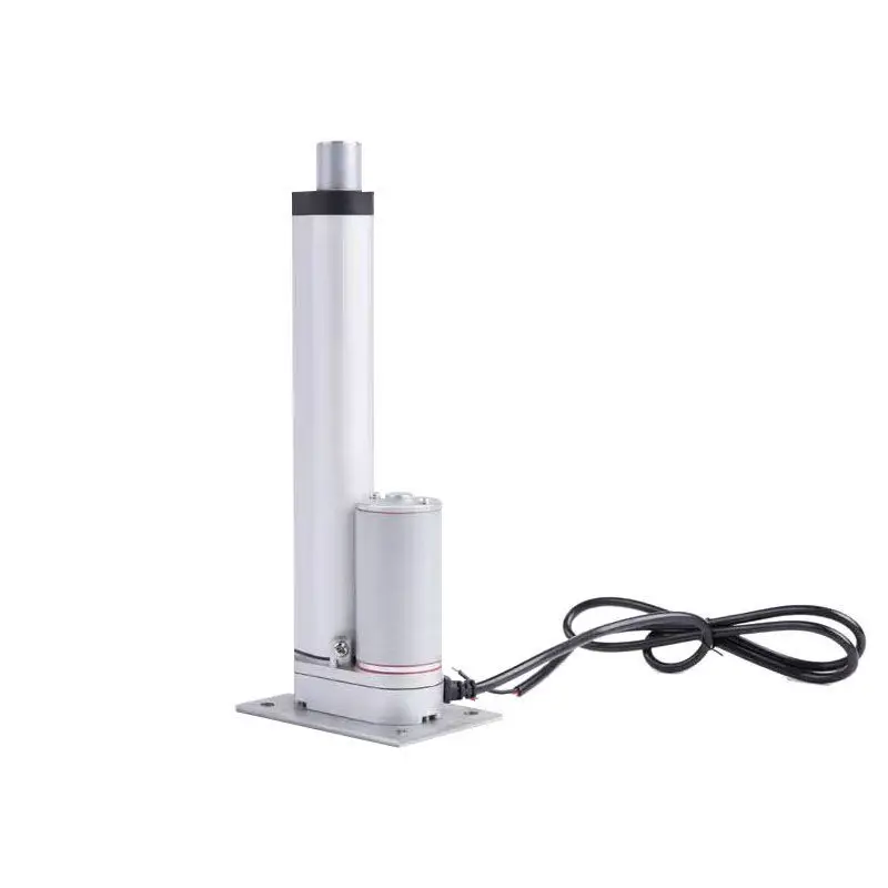 Electric push rod industrial high thrust telescopic rod 12v 24V DC motor small electric cylinder lifter flat seat silver 1000n