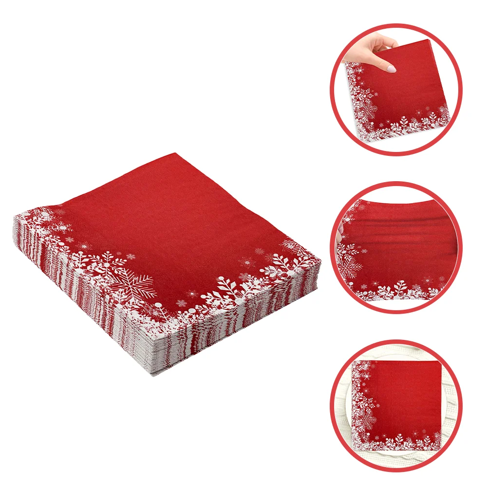 20 Sheets Winter Christmas Napkins Red Decorations Paper Holiday Bathroom Hand Towels