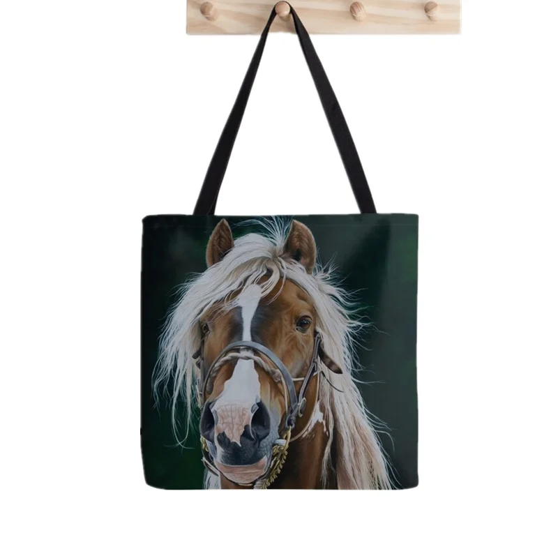 

Women Shopper bag Gypsy Horse in a Poppy Field Bag Harajuku Shopping Canvas Shopper Bag girl handbag Tote Shoulder Lady Bag