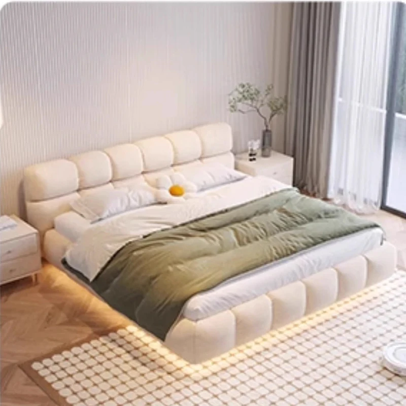 

Cream Puff Bed Modern Aesthetic Bedroom Storage Bed Nordic Double Luxury Unique Cama De Lujo Para Dormitorio Furniture