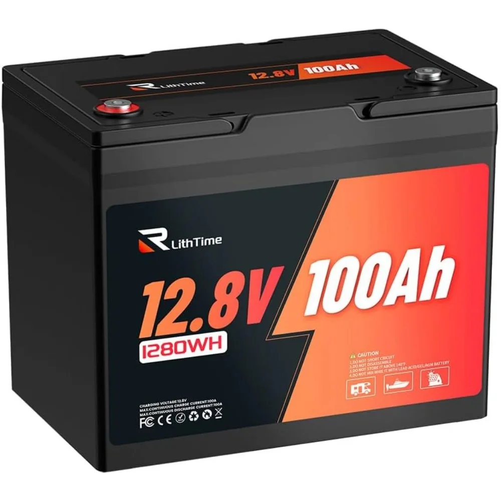 

12,8 В, 100 Ач, группа 24 LiFePO4, литиевые аккумуляторные батареи, глубокие циклы до 4000+, литий-железо-фосфат класса А