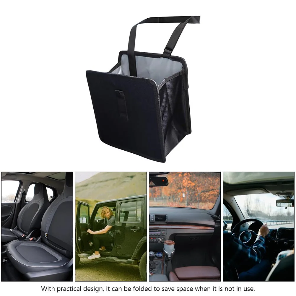 

Car Trash Bag Foldable Oxford Cloth Portable Seat Back Organizer For Cigarette Pens Tablets Beverages Car Waste Box Storage
