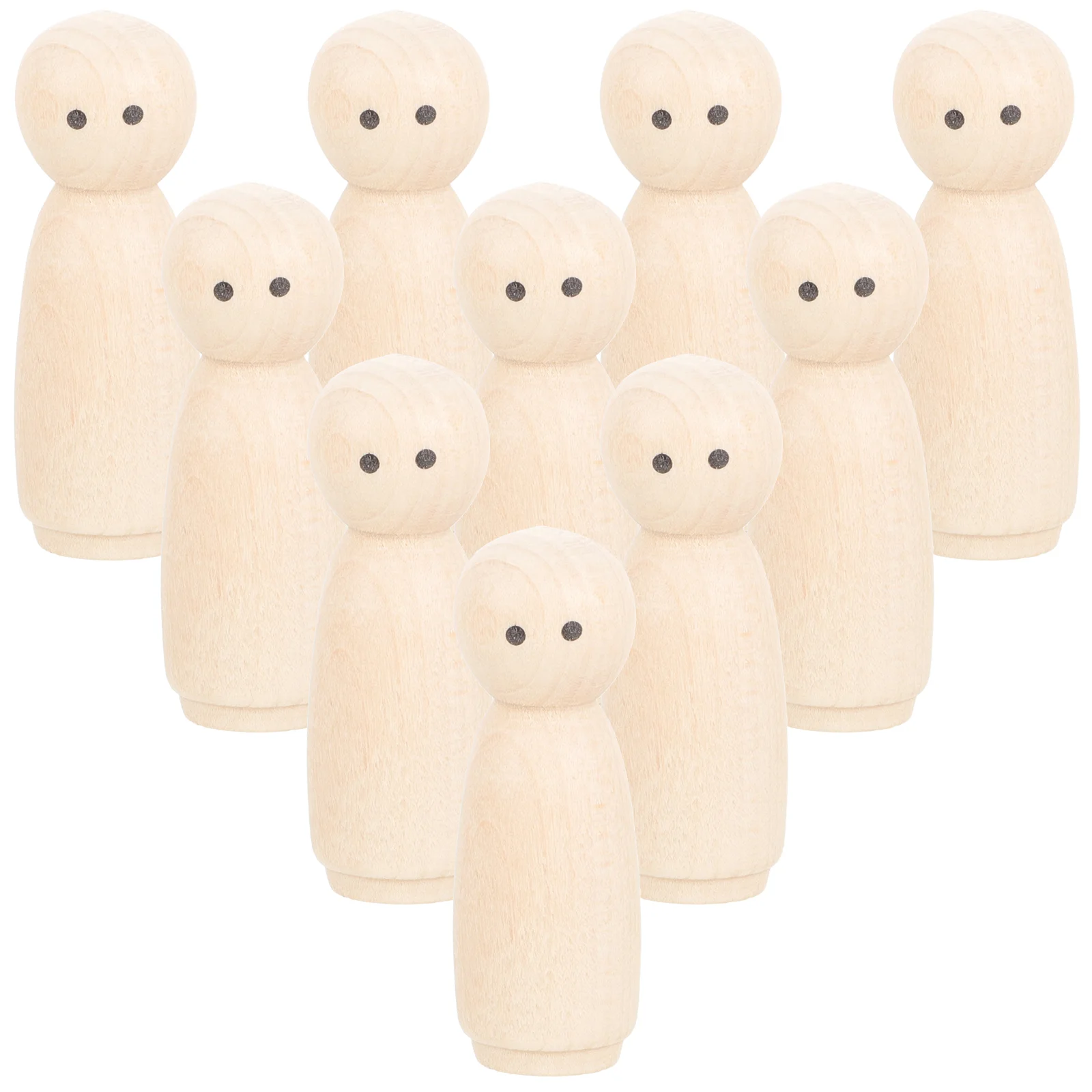 10 Pcs DIY Unfinished Wood Dolls Kids Painting Wooden Peg Toys Large Crafts Graffiti Woman Office