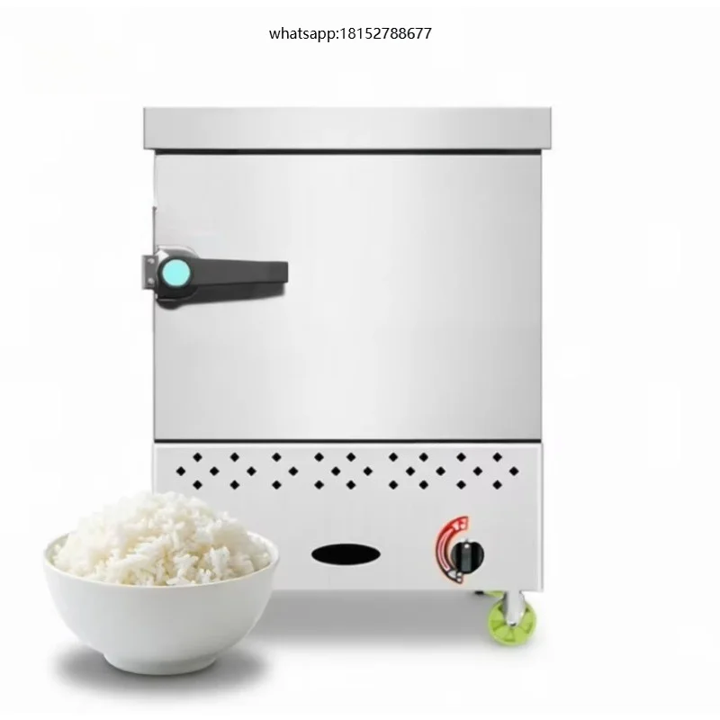 Heavy Duty Commercial Gas FiredSteamer Cabinet 4 Trays Stainless Steel Restaurant Kitchen Efficient Cooking Temperature
