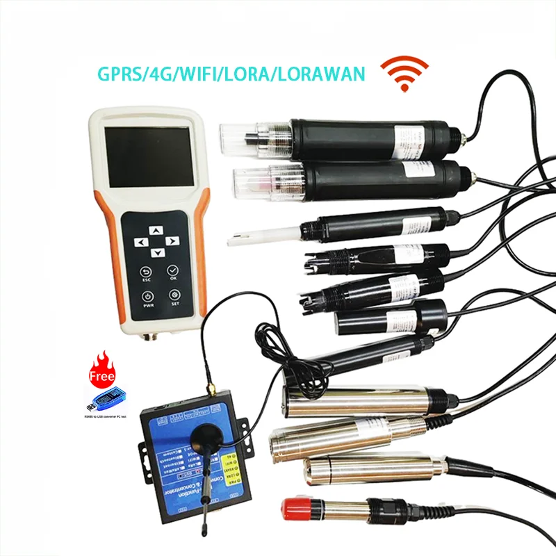 RS485 GPRS 4G Wifi Lorawan Multi-Parameter PH EC ORP Ammonia Temp Supports Wireless Water Quality Monitor Sensor Analyzer