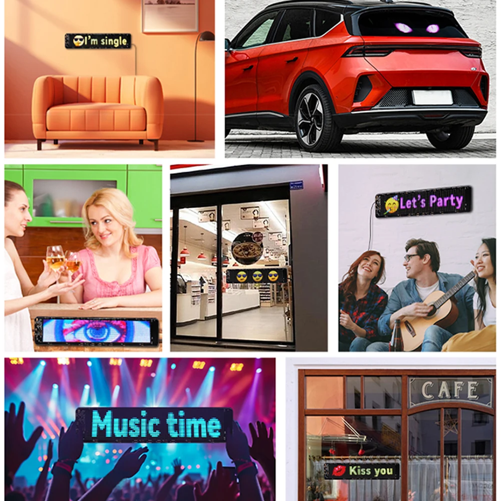 LED Matrix Pixel Panel Night Light DIY Programmable Demon Eyes Flexible LED Panel Remote Control for Car Truck Accessories