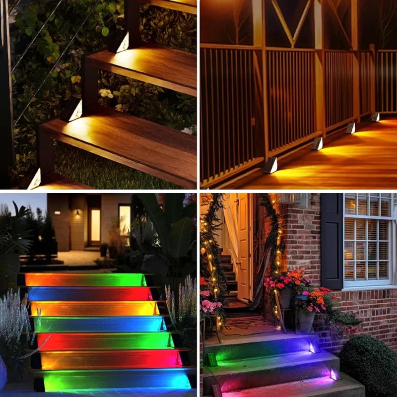 Lampade per passerelle per scale solari illuminazione decorativa impermeabile a LED per esterni Villa giardino balcone luce per scale luce per recinzione RGB